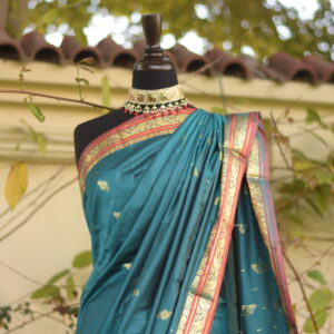 feroza – teal banarsi silk saari