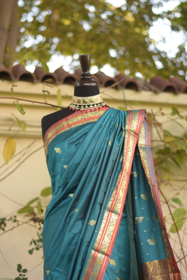 feroza – teal banarsi silk saari