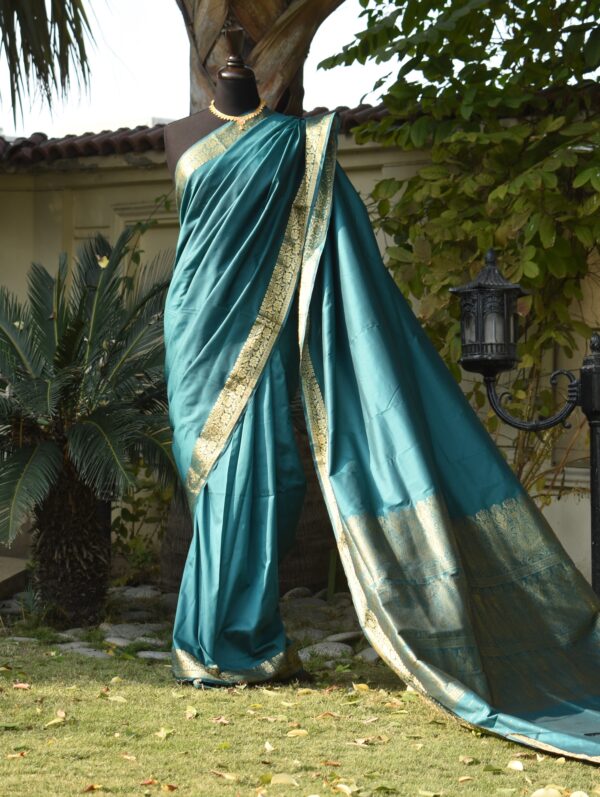 neelam teal banarsi silk saari