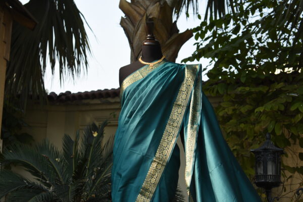 neelam teal banarsi silk saari