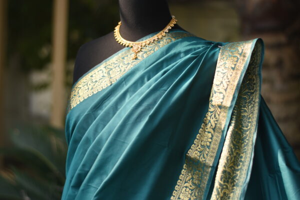 neelam teal banarsi silk saari