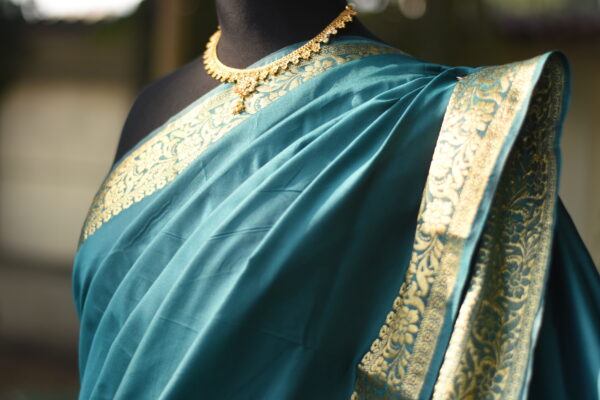 neelam teal banarsi silk saari