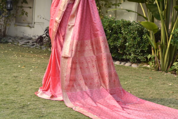 noor – blush pink banarsi silk saari