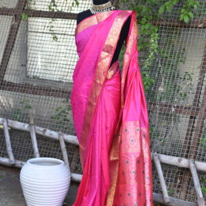 rozina – rani pink banarsi silk saari