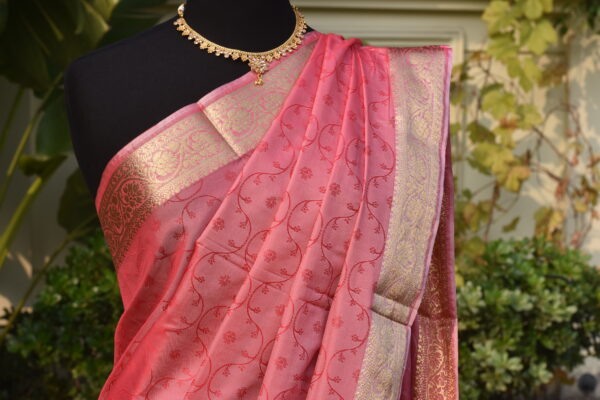 Peach- Pink-banarsi-sari