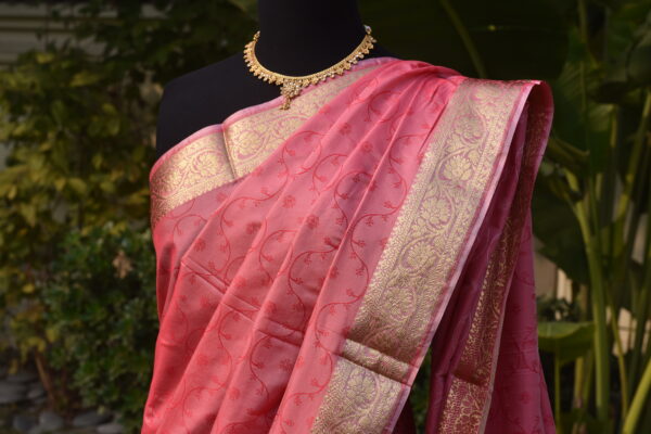 noor – blush pink banarsi silk saari