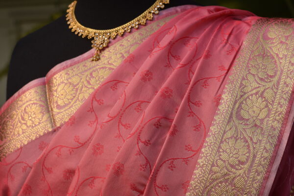 noor – blush pink banarsi silk saari