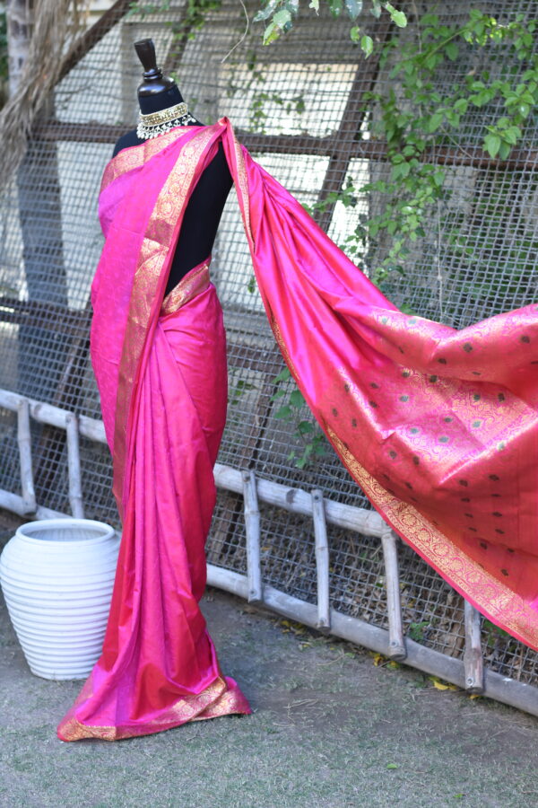 rozina – rani pink banarsi silk saari