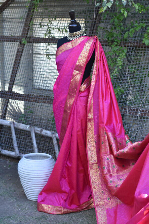 rozina – rani pink banarsi silk saari