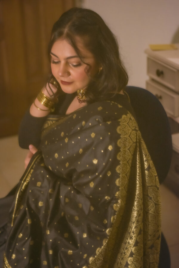 naaz – black banarsi silk saari