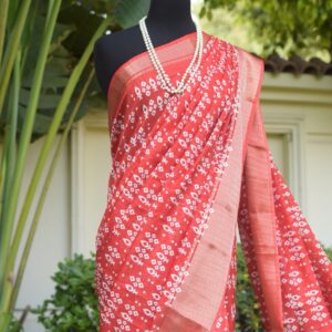 Home rustic red chunri sari