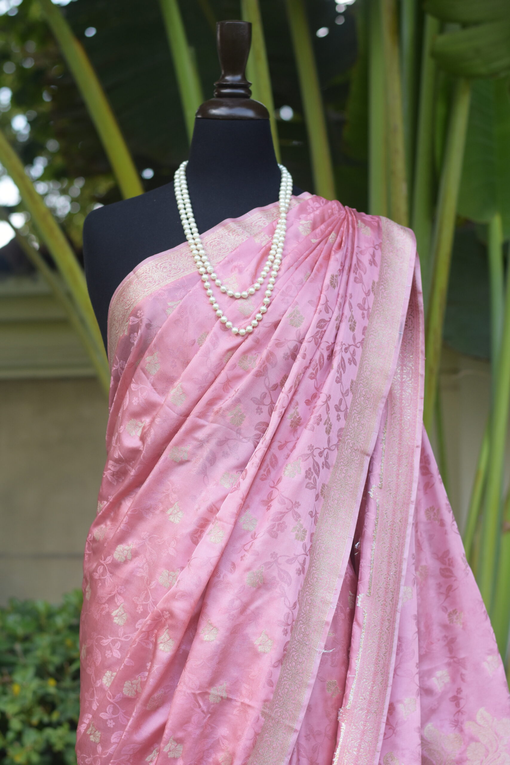 sara banarsi silk pink pastel banarsi sari