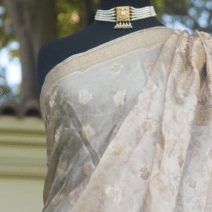 Home ivory silk banarsi saari