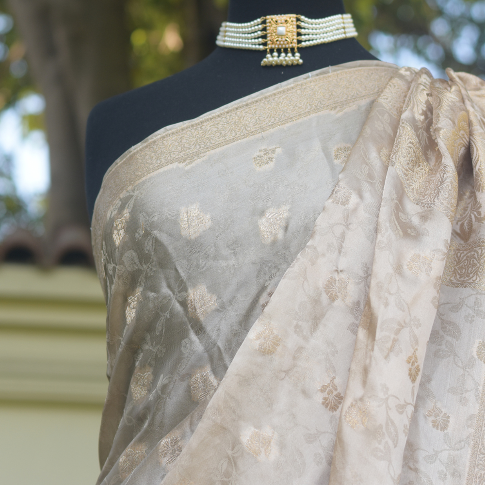 ivory silk banarsi saari ivory silk banarsi saari