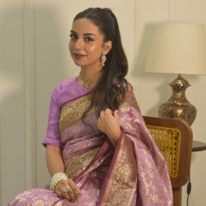 Home lilac sari banarsi pakistan